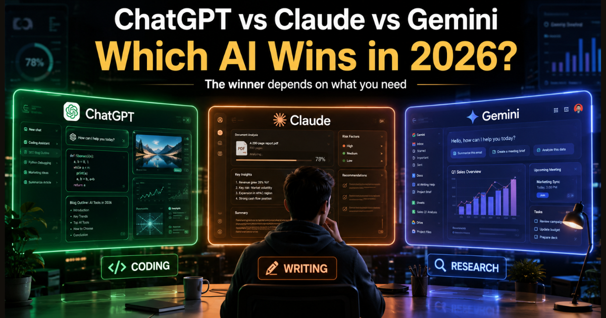 Compare ChatGPT vs Claude vs Gemini in 2026
