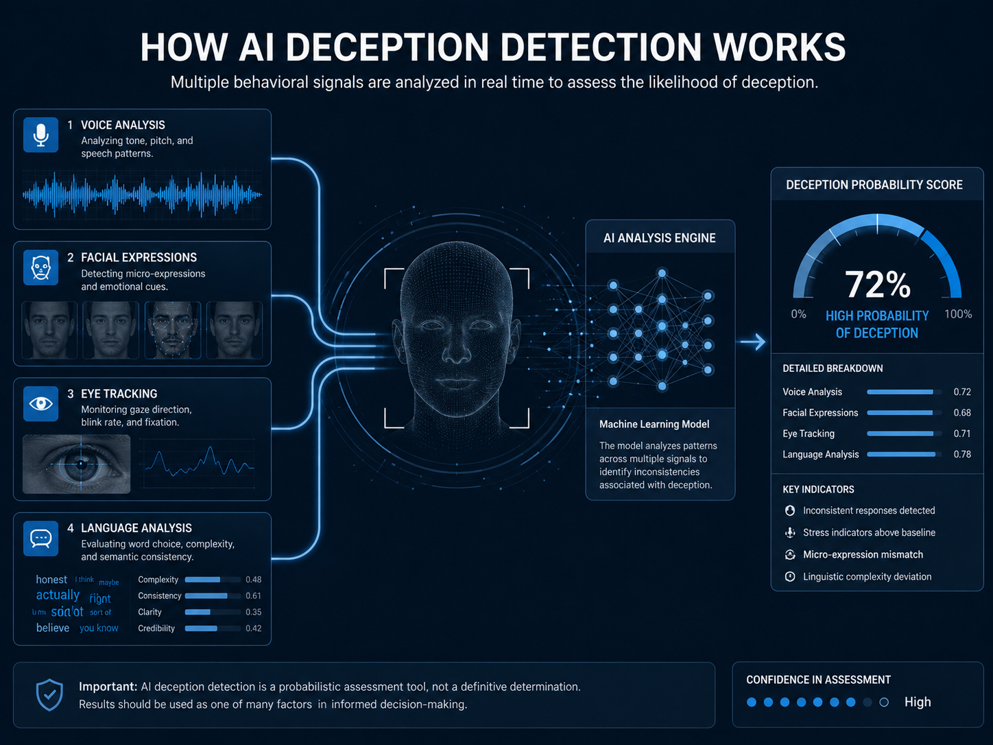 How AI deception detection combines voice facial and language analysis