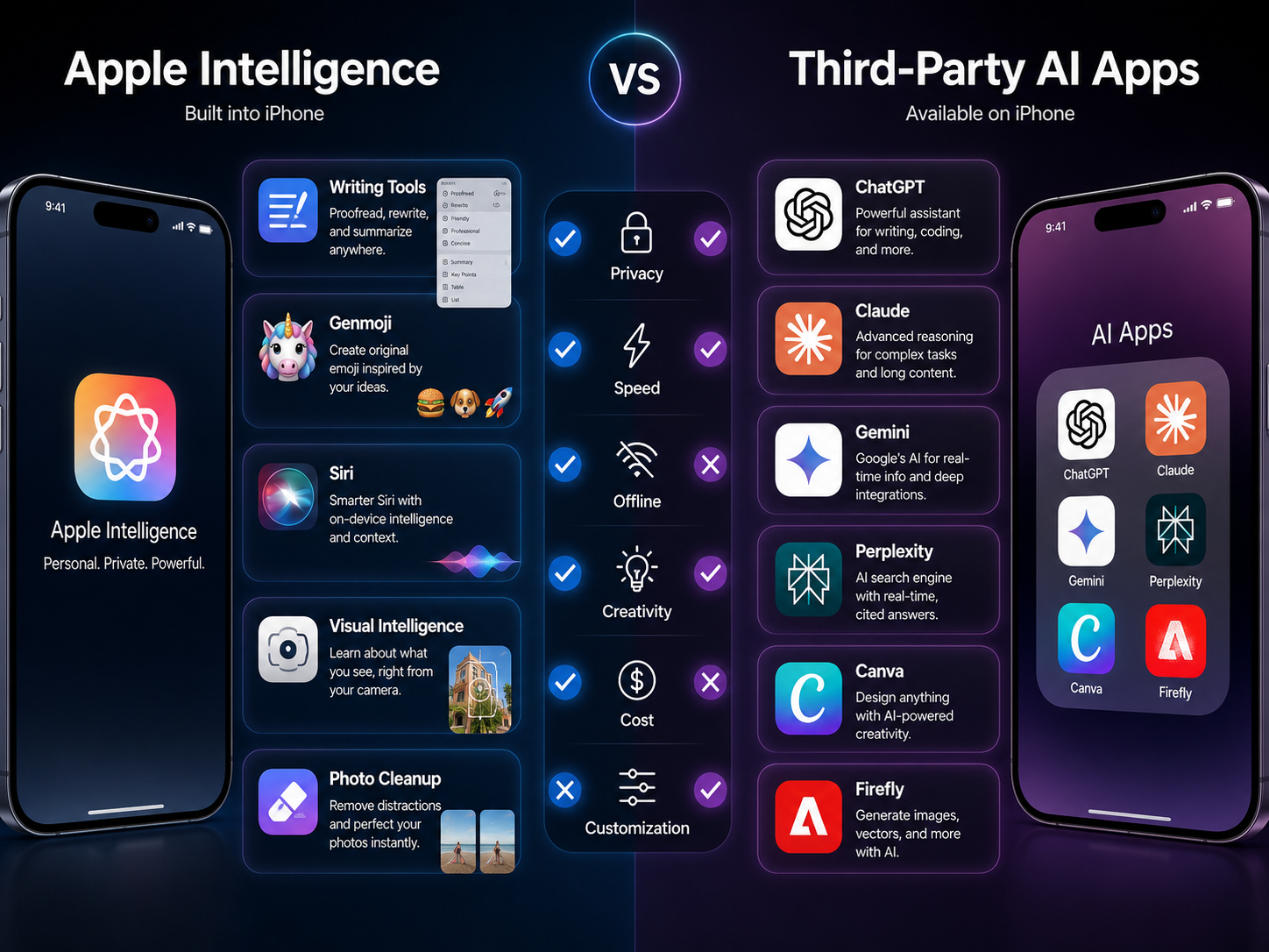 Apple Intelligence vs AI Apps comparison