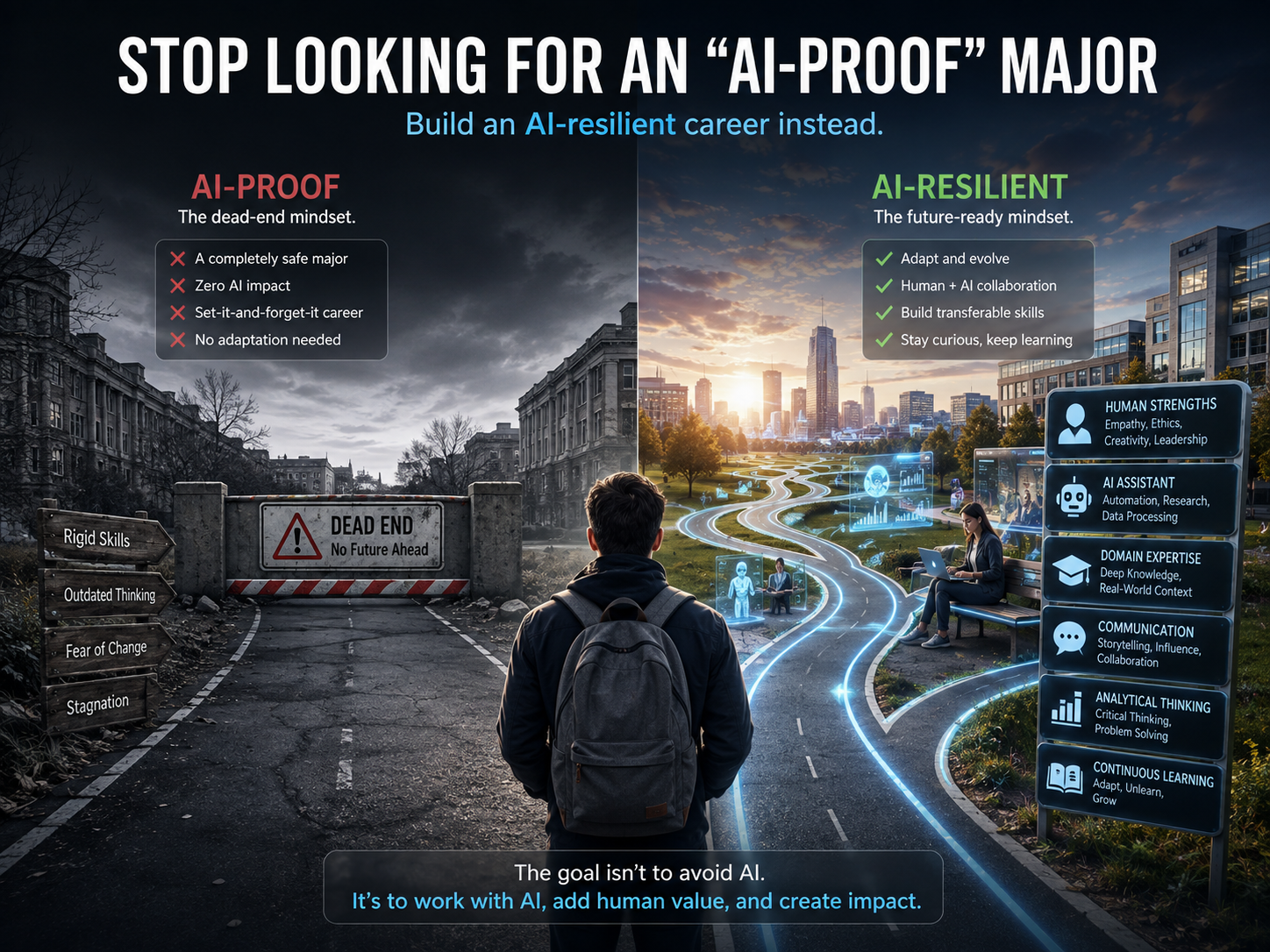 Compare AI-proof and AI-resilient career paths