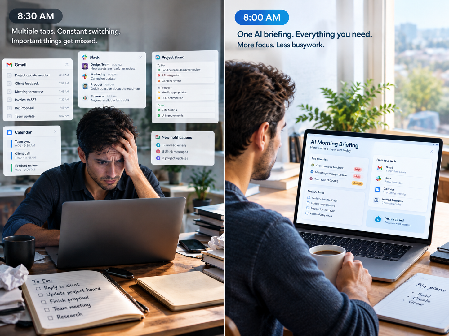 Compare a manual remote workday with zero-touch automation